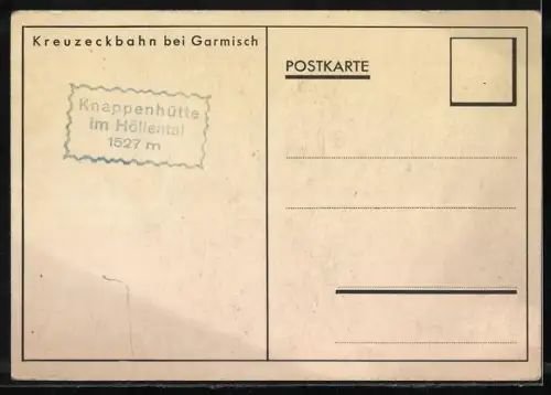 AK Garmisch, Kreuzeckbahn mit technischen Daten