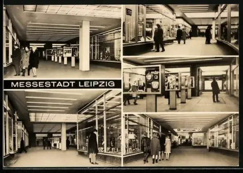 AK Leipzig, Einkaufszentrum, Innenansichten mit Schaufenstern