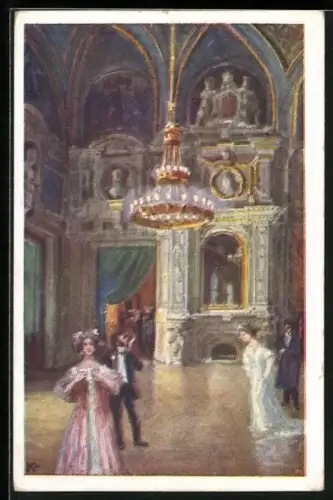 Künstler-AK J. Kalous: Wien, Foyer in der Staatsoper