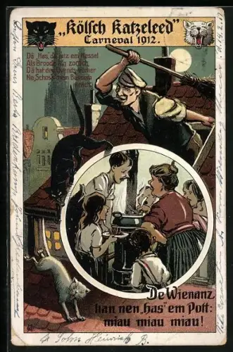 Künstler-AK Köln, Karneval 1912, Kölsch Katzeleed