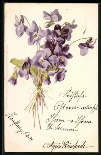 AK Violetter Veilchenstrauss