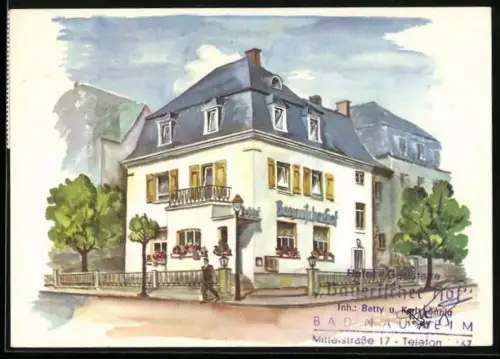 Künstler-AK Bad Nauheim, Hotel Bayerischer Hof, Mittelstrasse 17