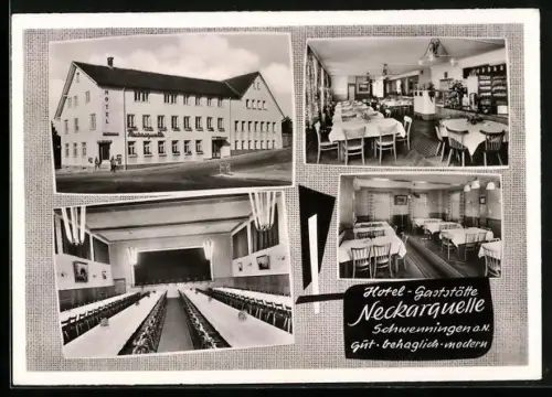AK Schwenningen a. N., Hotel-Gaststätte Neckarquelle, Innenansichten