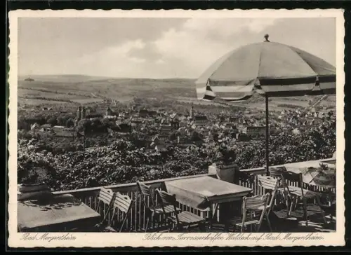 AK Bad Mergentheim, Blick vom Terrassencafe Waldeck auf den Ort