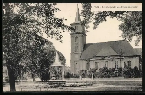 AK Dessau, Lindenplatz mit Johanniskirche