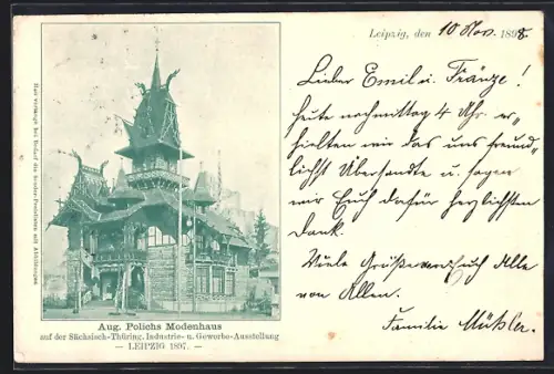 AK Leipzig, Sächsisch-Thür. Industrie- u. Gewerbe-Ausstellung 1897, Aug. Polichs Modenhaus