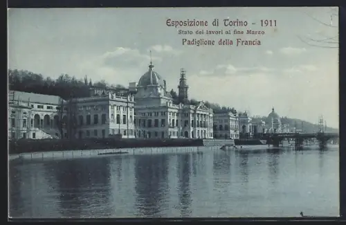AK Torino, Esposizione di Torino 1911, Stato del lavori al fine Marzo, Padiglione della Francia