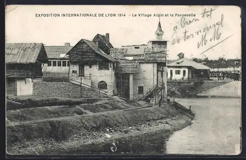 AK Lyon, Exposition Internationale de Lyon 1914, Le Village Alpin et la Passerelle
