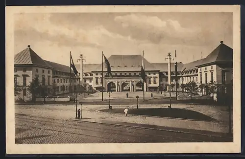 AK Leipzig, Weltausstellung für Buchgewerbe und Graphik 1914, Eingang B, Reitzenhainerstrasse