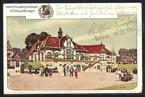 AK Düsseldorf, Industrie- u. Gewerbe-Ausstellung 1902, Haupt-Weinrestaurant