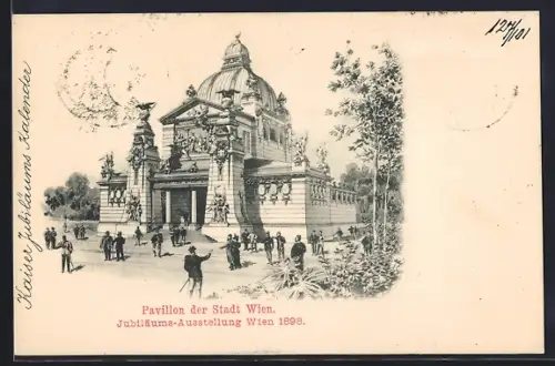 Lithographie Wien, Jubiläums-Ausstellung 1898, Pavillon der Stadt Wien