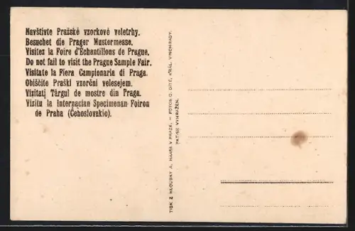 AK Prag, Mustermesse, Strassenpartie mit Reitern