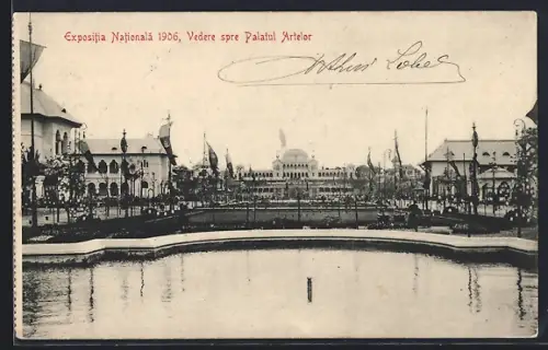 AK Bucuresci, Expositia Nationala 1906, Vedere spre Palatul Artelor