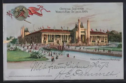 Lithographie St. Louis, World`s Fair 1904, Palace of Mines and Metallurgy