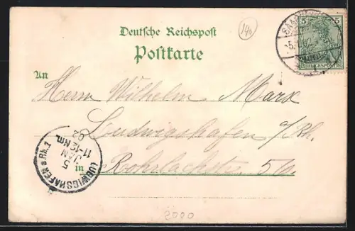 Lithographie Hamburg, Allgemeine Gartenbau-Ausstellung 1897, Gasthaus Weinhütte im Thal