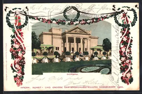 AK Düsseldorf, Internationale Kunst- & grosse Gartenbauausstellung 1904, Diorama