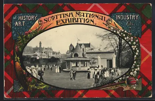 AK Glasgow, Scottish National Exhibition of History Industry Art Etc., Ausstellungsgelände, Passepartout