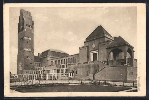 AK Darmstadt, Hochzeitsturm und Ausstellungsgebäude