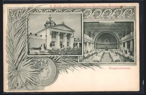 AK München, II. Kraft- u. Arbeitsmaschinen-Ausstellung 1898, Hauptrestaurant