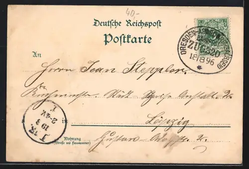 Lithographie Dresden, Ausstellung Alte Stadt, Turm, Ritterhelm mit Wappen