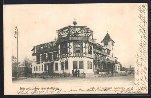 AK Düsseldorf, Ausstellung, Cafe zur schönen Aussicht