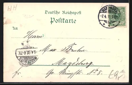 Lithographie Hamburg, Allgemeine Gartenbau-Ausstellung 1897, Gasthaus Weinshütte im Thal