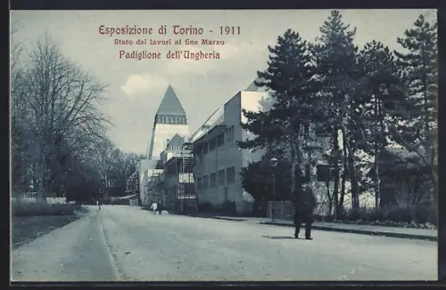 AK Torino, Esposizione 1911, Stato dei lavori al fine Marzo, Padiglione dell`Ungheria