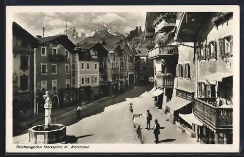 AK Berchtesgaden, Marktplatz mit Watzmann