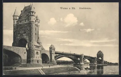 AK Worms a Rh., Rheinbrücke