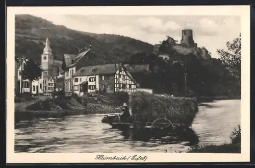 AK Heimbach /Eifel, Kirche, Fachwerkhäuser, Burg