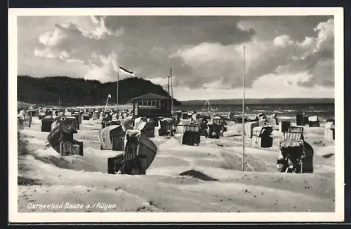 AK Baabe a. Rügen, Strand, Strandkörbe