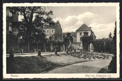 AK Dessau, Blick vom Lustgarten aus