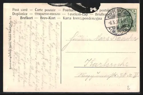 AK Baden-Baden, Schloss Favorite, Park, Teich