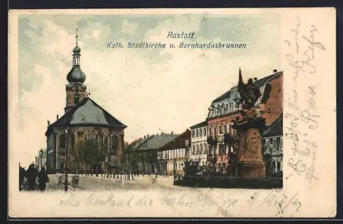 AK Rastatt, Kath. Stadtkirche, Bernhardusbrunnen