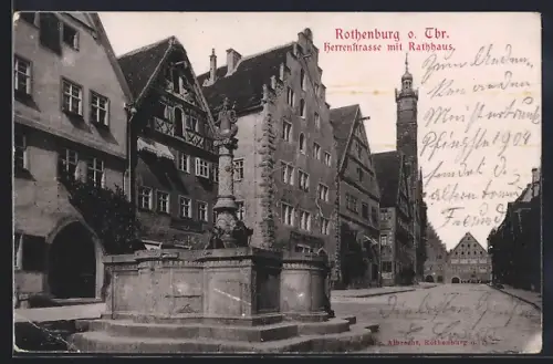 AK Rothenburg o. Tbr., Herrenstrasse mit Rathaus