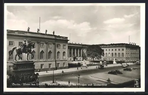 AK Berlin, Unter den Linden, Denkmal Friedrich des Grossen, Universität