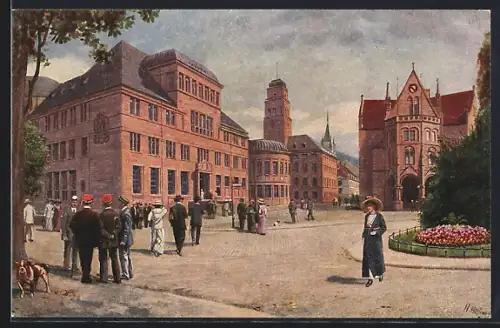 Künstler-AK Freiburg i. Br., Die Universität