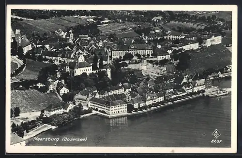 AK Meersburg /Bodensee, Stadtansicht aus der Vogelschau