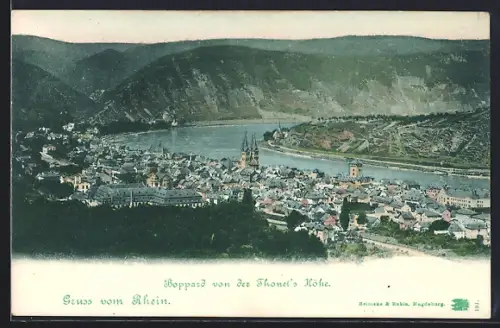 AK Boppard, Ansicht von der Thonet`s Höhe, Rheinpanorama