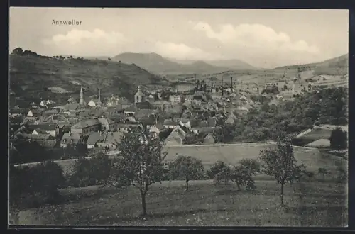 AK Annweiler, Gesamtansicht der Stadt mit umliegenden Bergen