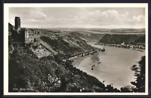 AK Wellmich am Rhein, Burg Maus, Rheinansicht