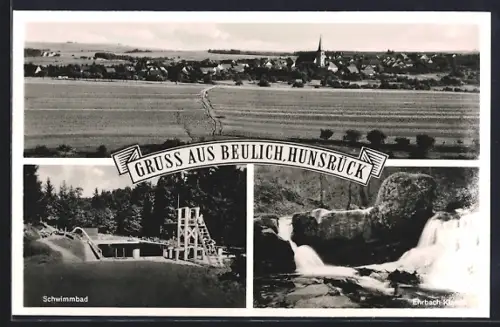 AK Beulich /Hunsrück, Ortsansicht, Schwimmbad, Ehrbachklamm