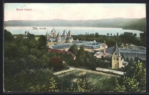 AK Maria Laach, Klosteranlage und See