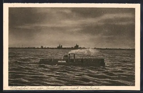 AK Rügen, Überfahrt von der Insel Rügen nach Stralsund