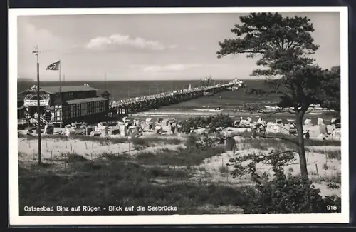 AK Binz auf Rügen, Blick auf die Seebrücke