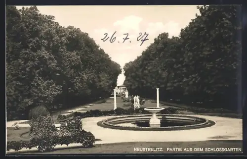 AK Neustrelitz, Partie aus dem Schlossgarten