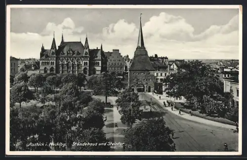 AK Rostock i. Mecklbg., Ständehaus und Steintor