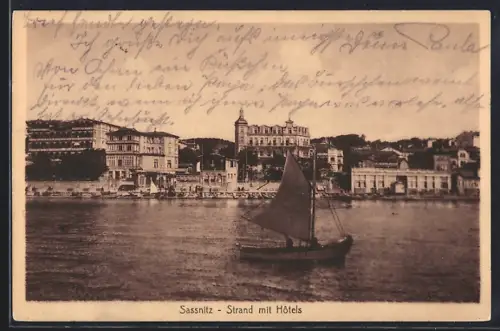 AK Sassnitz, Strand mit Hôtels