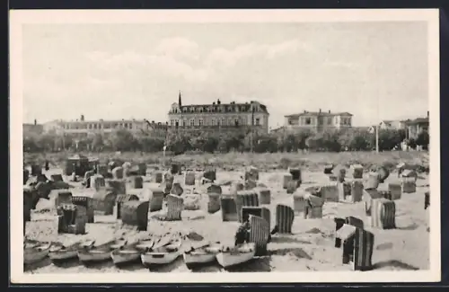 AK Ahlbeck / Ostseebad, Strand mit Strandkörben