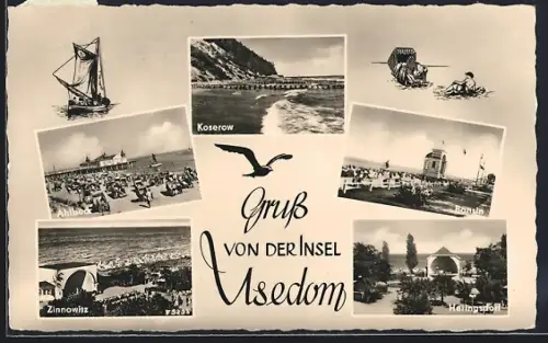 AK Zinnowitz /Usedom, Koserow, Ahlbeck, Bansin, Heringsdorf